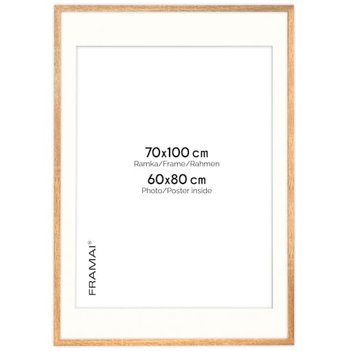 Ramka na zdjęcia z passe partout ramka 70x100 cm z okienkiem passe partout na zdjęcie 60x80 cm kolor dębowy FRAMAI