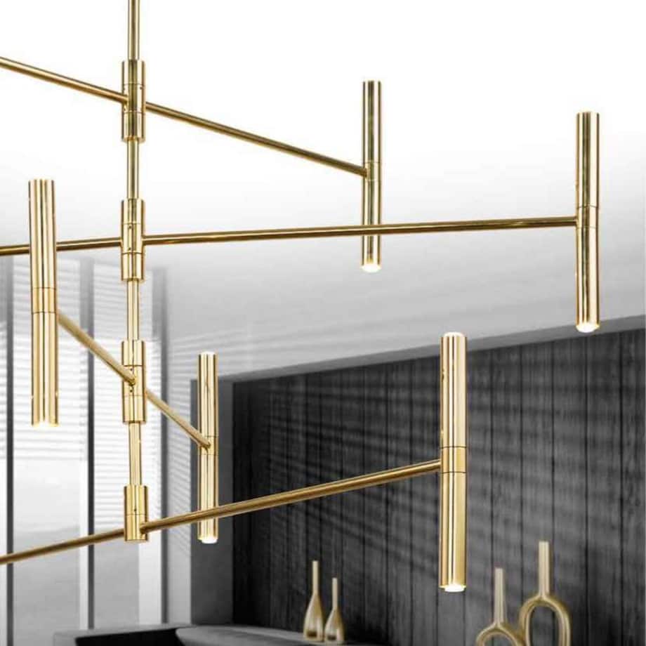 LAMPA sufitowa LIVI 0181 Amplex industrialna OPRAWA metalowe pręty sticks loftowy pająk złoty