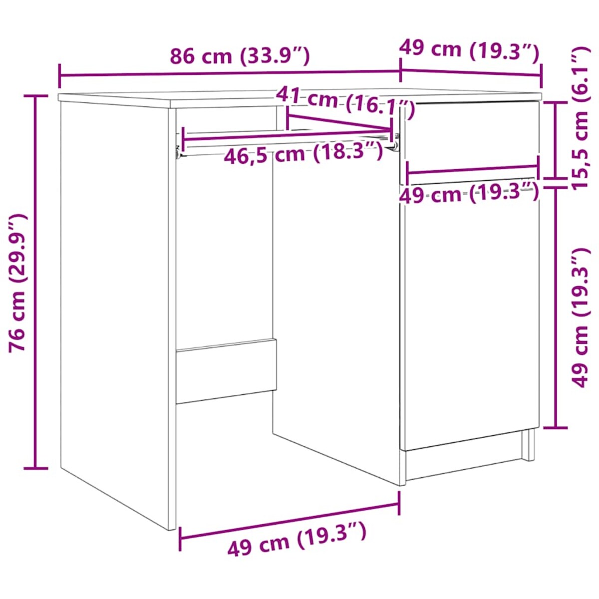 vidaXL Biurko Białe 86x49x76 cm Drewno klejone