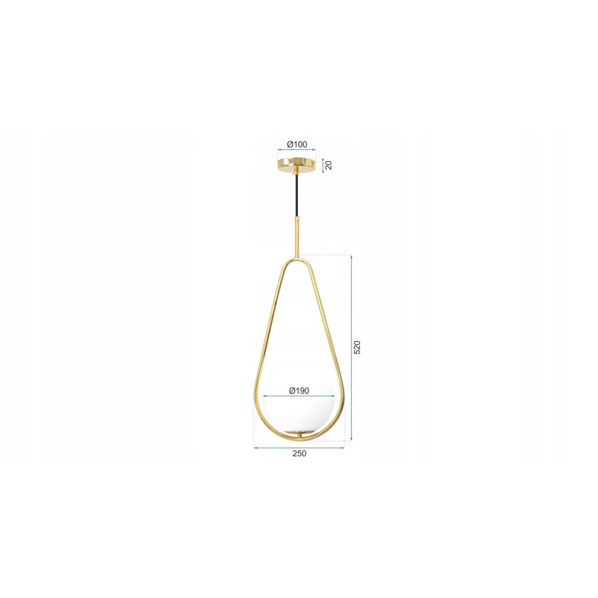 Lampa Sufitowa Wisząca Szklana Kula Biała Złota