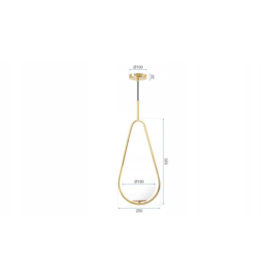 Lampa Sufitowa Wisząca Szklana Kula Biała Złota