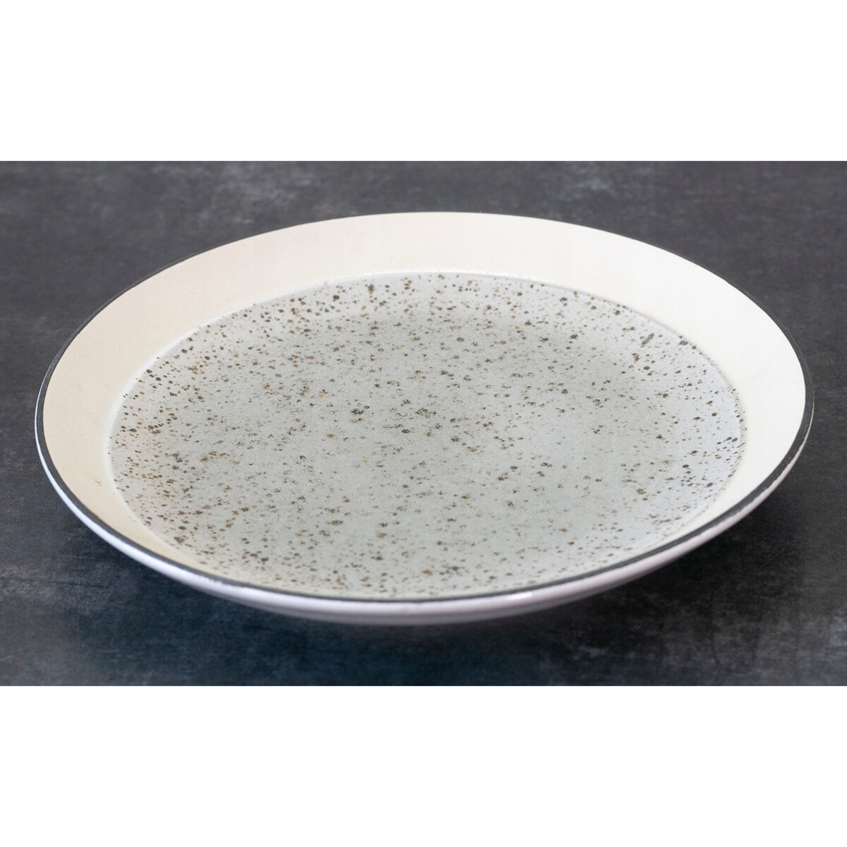 TALERZ DESEROWY beżowo-zielony śr. 20cm