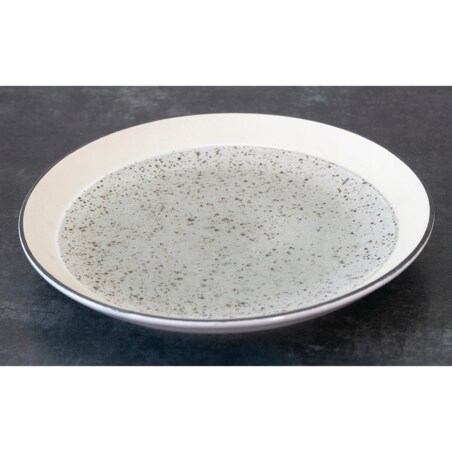 TALERZ DESEROWY beżowo-zielony śr. 20cm