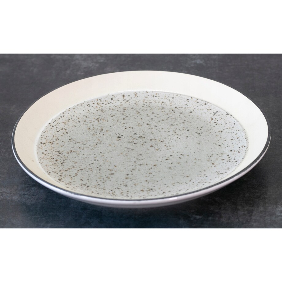 TALERZ DESEROWY beżowo-zielony śr. 20cm