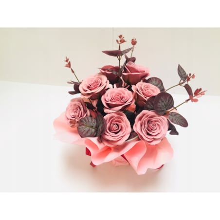 Dzień mamy BUKIET Z KWIATÓW MYDLANYCH róża doniczka prezenty urodziny box