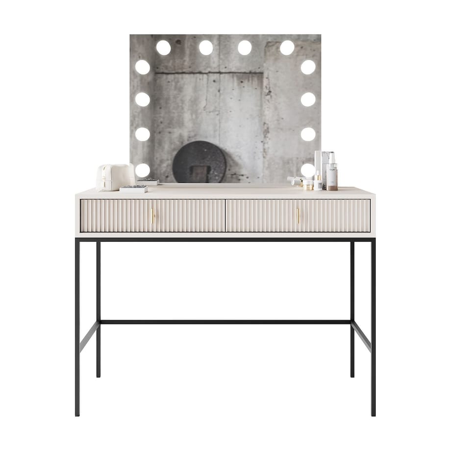 Toaletka MIDNIGHT ELITE z lustrem LED na stelażu, kaszmir