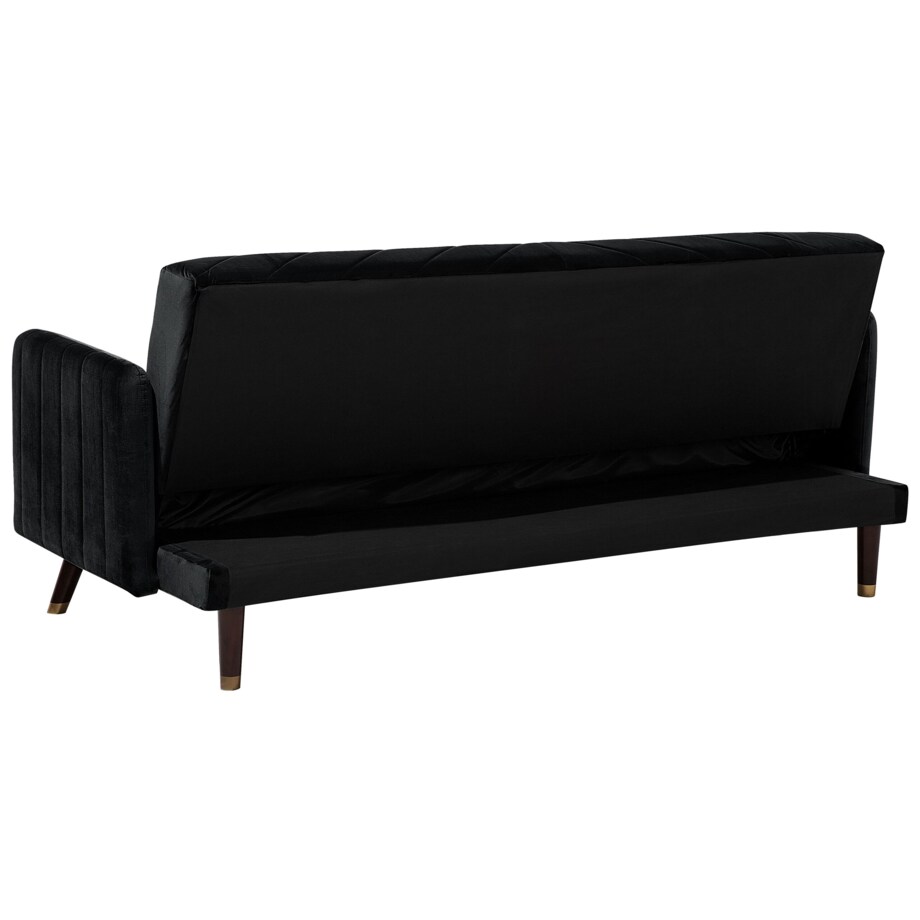 Sofa rozkładana welurowa czarna SENJA