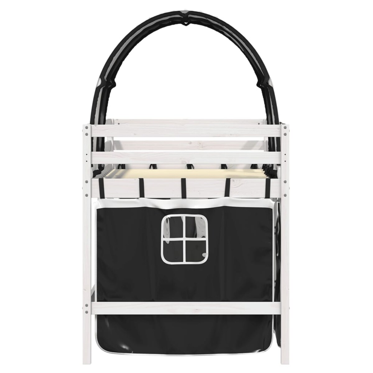 vidaXL Dziecięce łóżko na antresoli, z tunelem, biało-czarne, 90x190cm