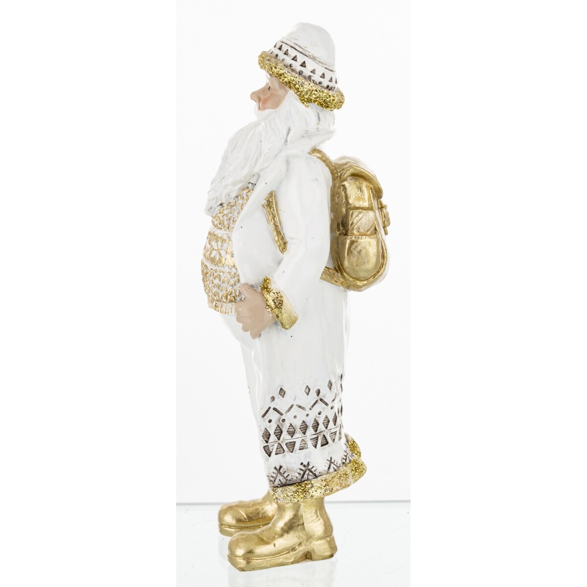 Elegancki Mikołaj w złotych butach 20,5x7,5x7 cm