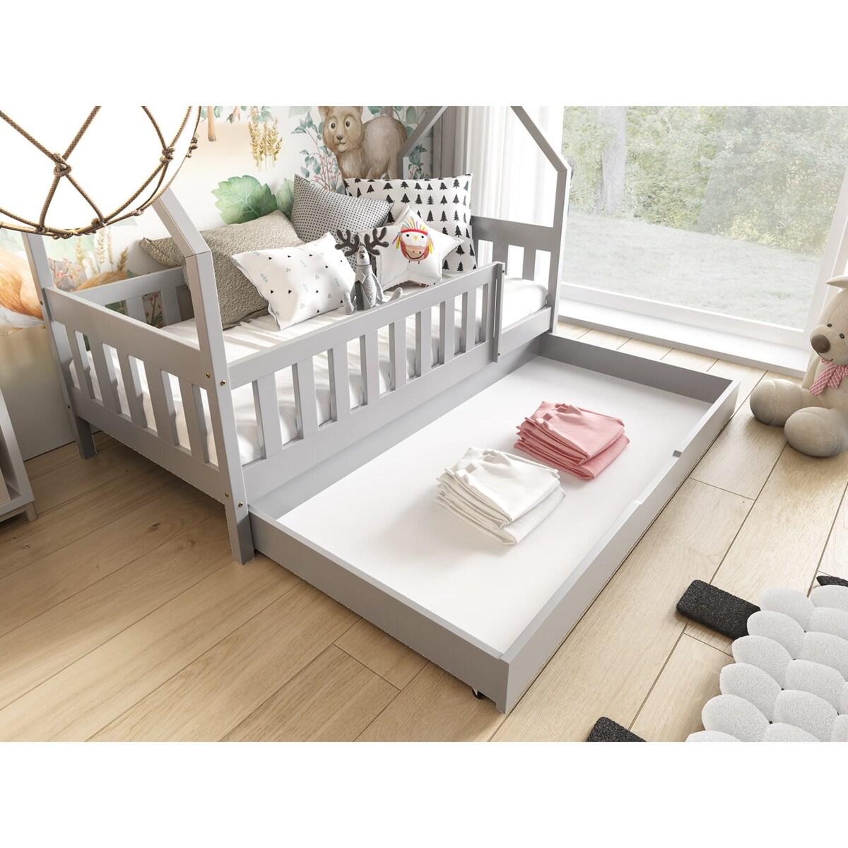 Łóżko drewniane dziecięce Zosia 80x160 szare