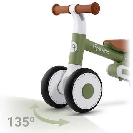 Rowerek biegowy trójkołowy Nukido jeździk dla dzieci zielono-brązowy 760305