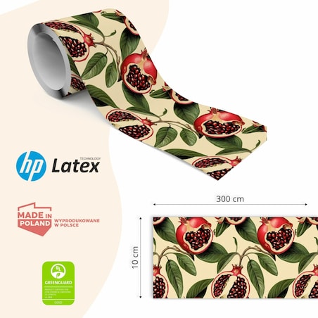 Pasek Dekoracyjny Bordiura Do Kuchni GRANATY Owoce Styl Vintage Rośliny Liście