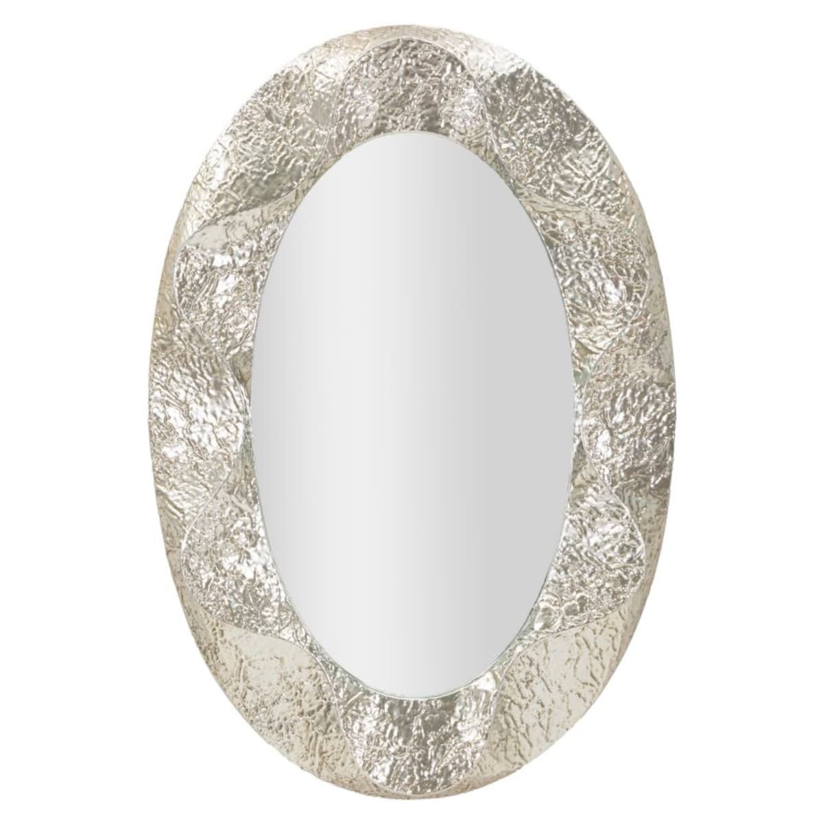 Lustro ścienne Argelux Oval, kolor srebrny, żelazo i płyta MDF, 87,5 x 6,5 x 128 cm, kształt owalny, do salonu i przedpokoju, Mauro Ferretti