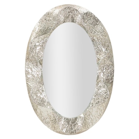 Lustro ścienne Argelux Oval, kolor srebrny, żelazo i płyta MDF, 87,5 x 6,5 x 128 cm, kształt owalny, do salonu i przedpokoju, Mauro Ferretti