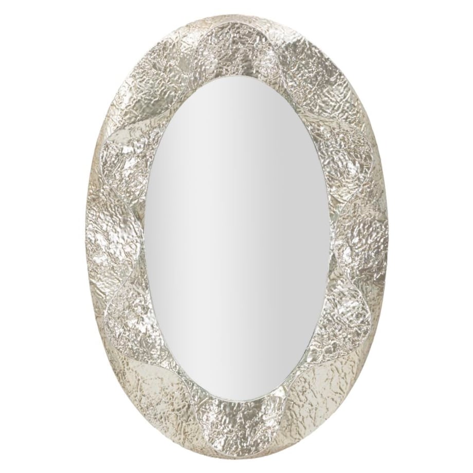 Lustro ścienne Argelux Oval, kolor srebrny, żelazo i płyta MDF, 87,5 x 6,5 x 128 cm, kształt owalny, do salonu i przedpokoju, Mauro Ferretti
