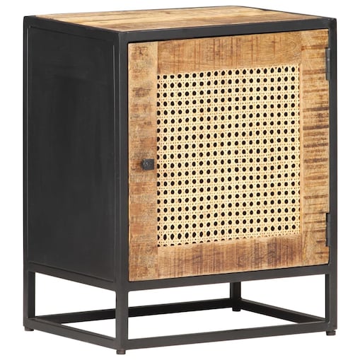 vidaXL Szafka nocna, 40x30x50 cm, drewno mango i naturalna trzcina