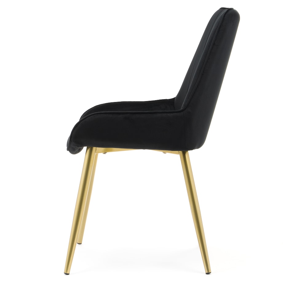 Krzesło tapicerowane welurowe do salonu jadalni nowoczesne glamour LUCA czarna złote nogi