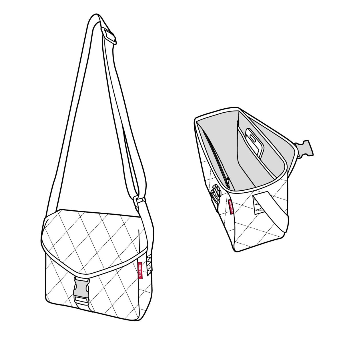 Torba SADDLE BAG M, rhombus midnight gold