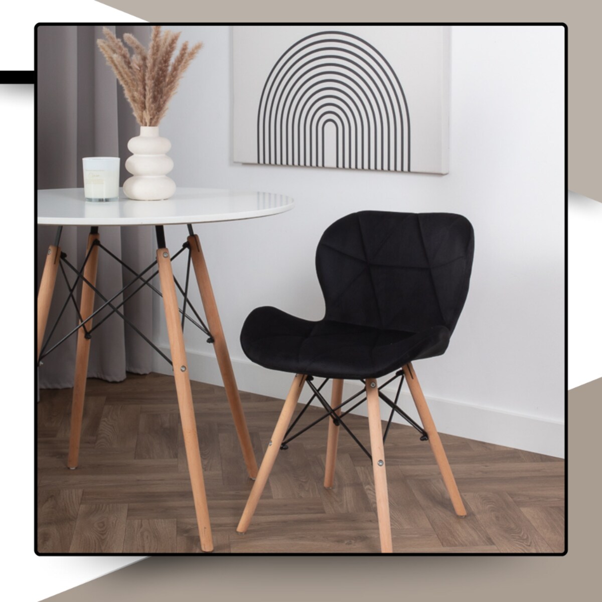 Krzesło Tapicerowane Welurowe Do Jadalni Salonu Pikowane Skandynawskie