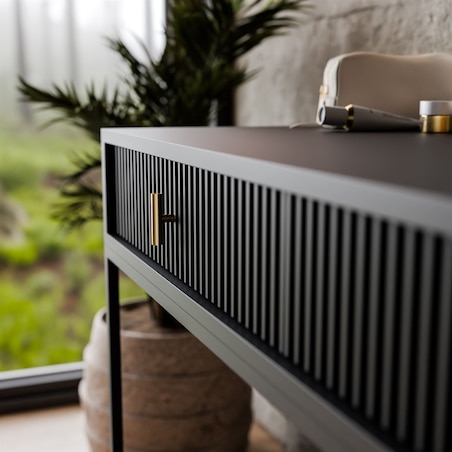 Toaletka MIDNIGHT na stelażu z lustrem i oświetleniem LED, czarna