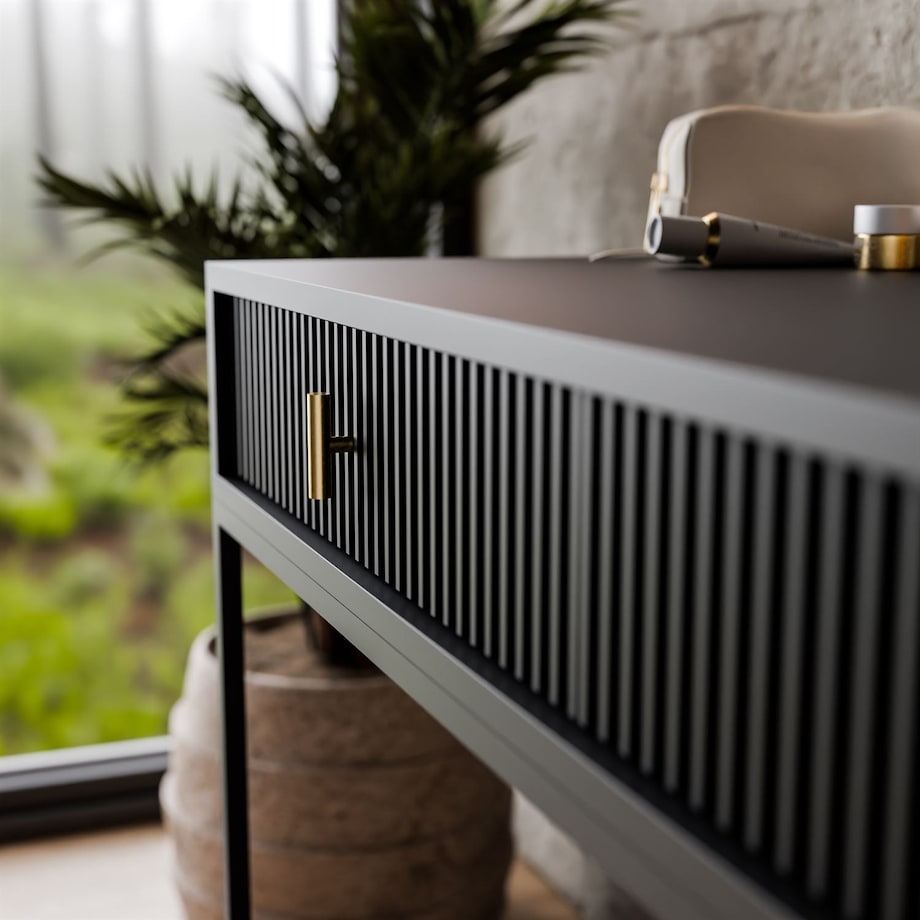 Toaletka MIDNIGHT na stelażu z lustrem i oświetleniem LED, czarna