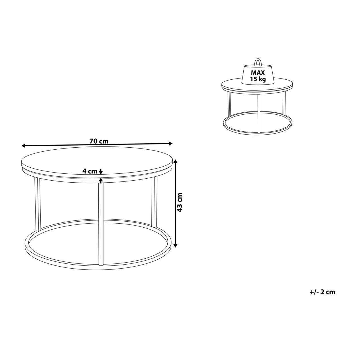 Stolik kawowy beżowy/miedziany efekt marmuru CORAL