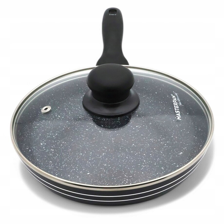 Patelnia Granitowa Pokrywka 22 Cm Plaster Miodu Indukcja Gaz 1.4L Wysoka 4.5