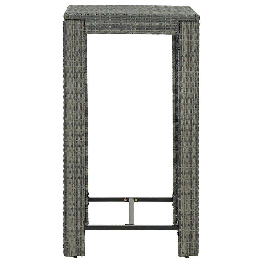 vidaXL Ogrodowy stolik barowy, szary, 60,5x60,5x110,5 cm, polirattan