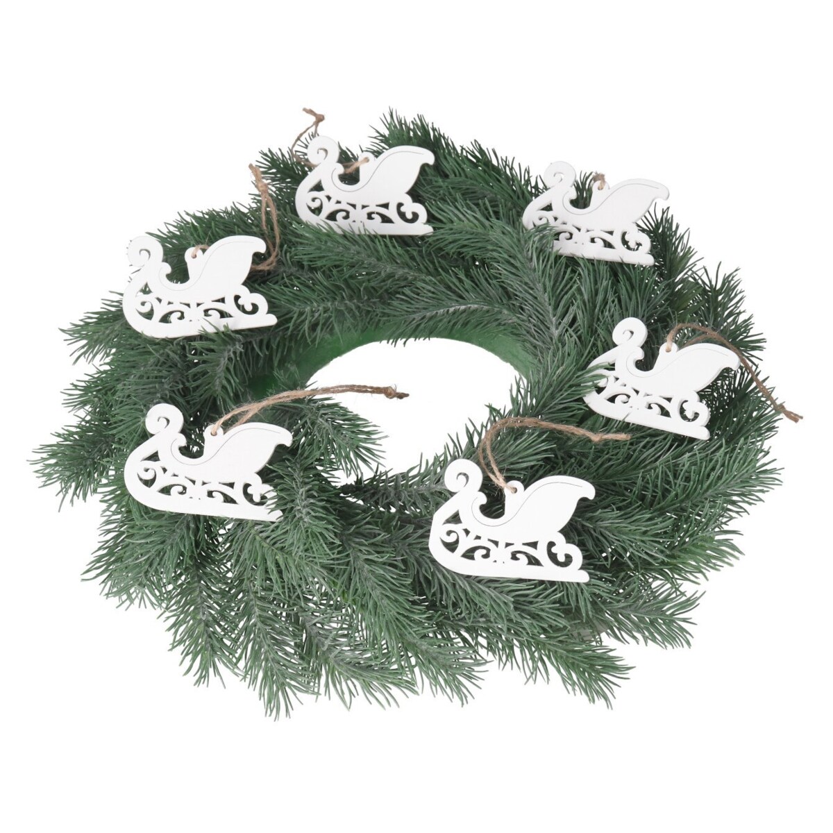 Bombki Na Choinkę Drewniane Ozdoba Stroik 6Szt Sanie