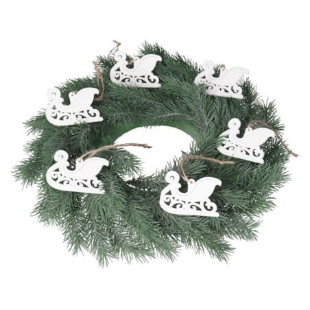 Bombki Na Choinkę Drewniane Ozdoba Stroik 6Szt Sanie