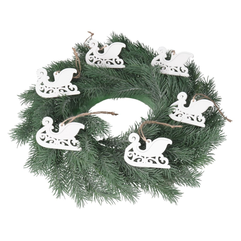 Bombki Na Choinkę Drewniane Ozdoba Stroik 6Szt Sanie