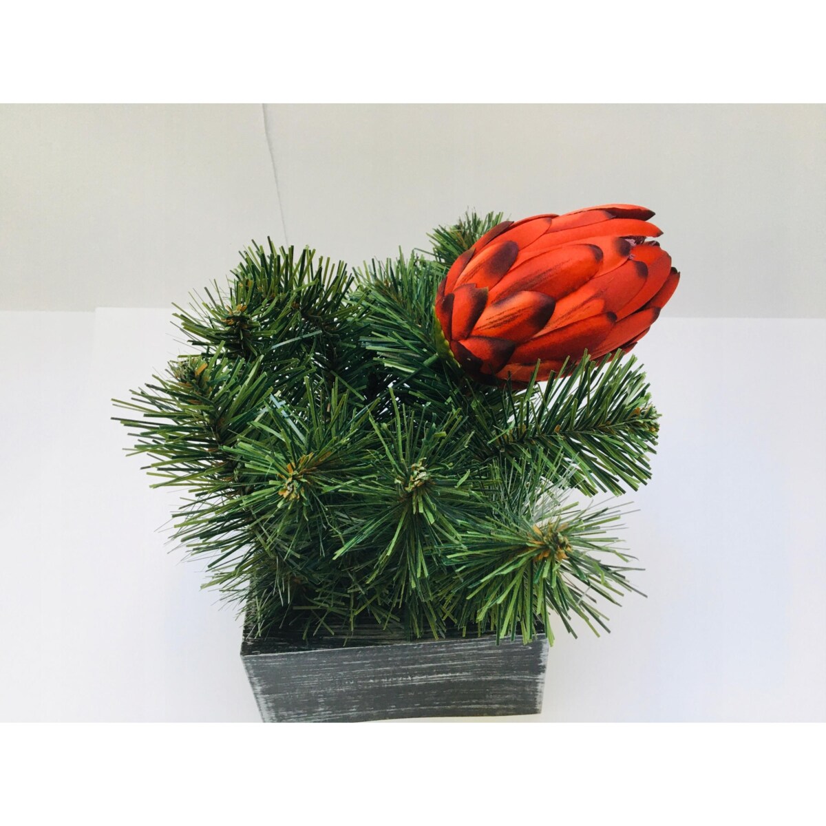 SZTUCZNY KWIAT PROTEA karczoch DUŻY CZERWONY stroik dodatek wiązanka bukiet