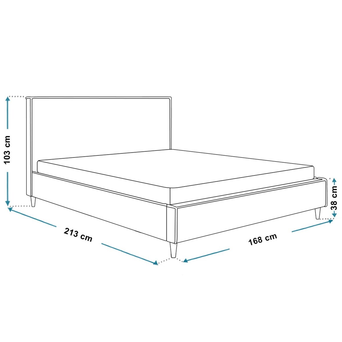 Łóżko tapicerowane 160x200 LUXO 8 do salonu, tkanina boucle - szare