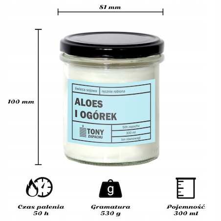 Naturalna świeca zapachowa sojowa w słoiku zapach ALOES I OGÓREK na prezent