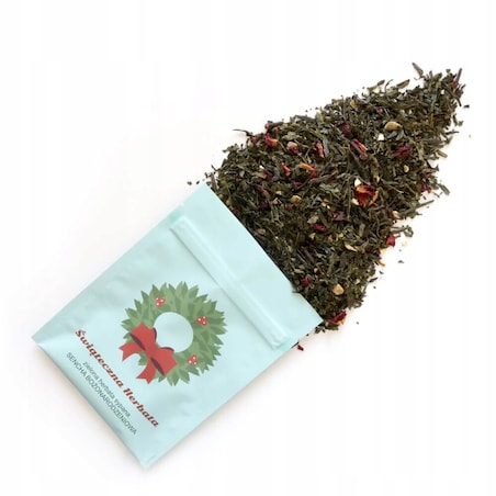 ŚWIĄTECZNA TOREBKA HERBATA ZIELONA LIŚCIASTA "BOŻONARODZENIOWA" - PREZENT UPOMINEK NA MIKOŁAJA ŚWIĘTA GWIAZDKĘ BOŻE NARODZENIE POD CHOINKĘ DLA KOBIETY FACETA