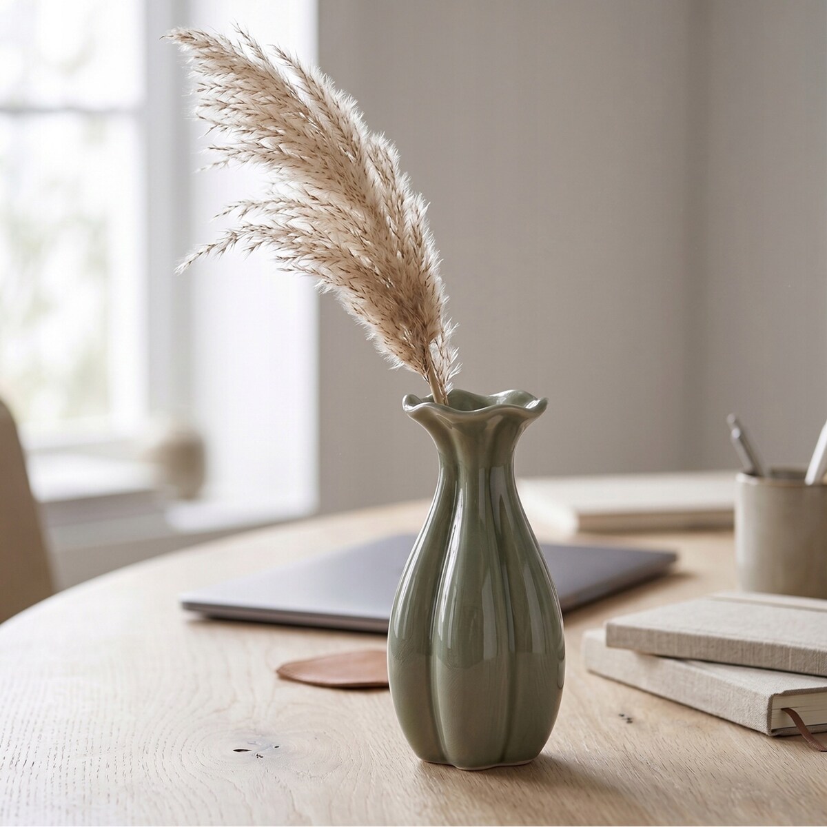MAŁY WAZONIK WAZON NA GAŁĄZKĘ RÓŻĘ KWIATY SZKLANY CERAMICZNY ZIELONY 15cm