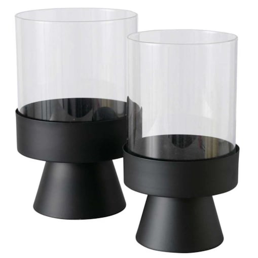 Świeczniki nowoczesne z czarnymi podstawami PALLAS, 2 sztuki