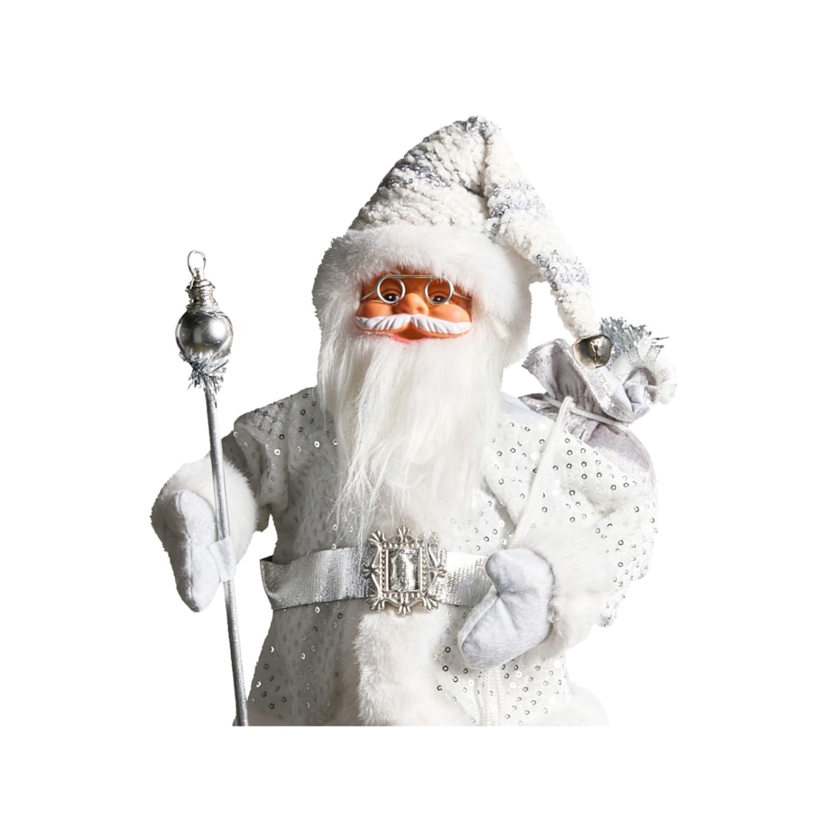 Dekoracja świąteczna NELAUG Mikołaj 48 cm Srebrny