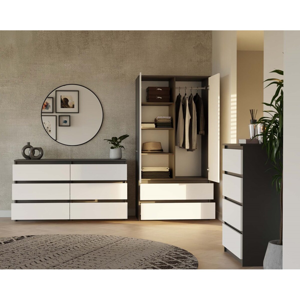 Szafa Malwa SS-90 ANTRACYT BIEL