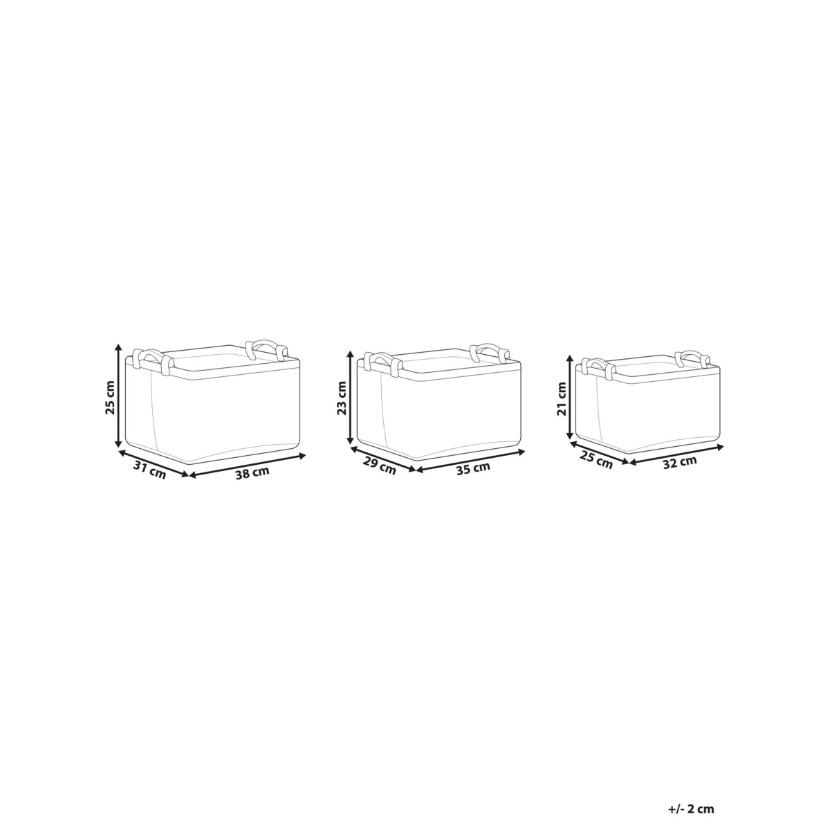 Zestaw 3 koszy filcowych szary BAYSAI