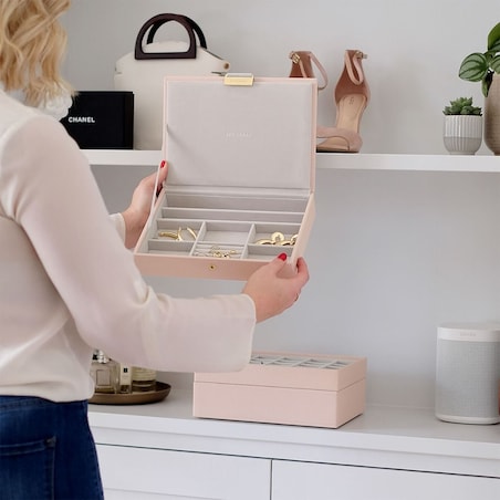 Szkatułka na biżuterię Stackers classic różowo-szampańska z pokrywką