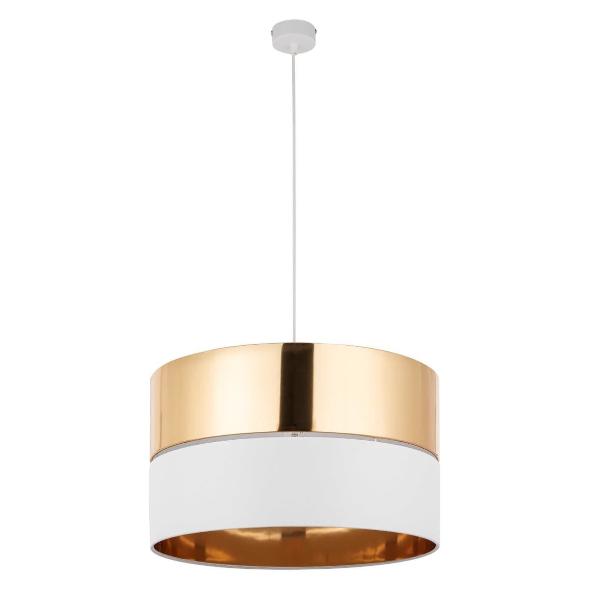 Lampa glamour wisząca Hilton 4771 TK Lighting z tkaniny biała złota