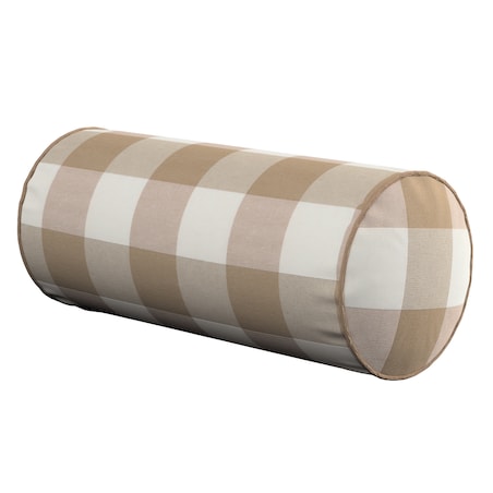 Poduszka wałek prosty, beżowo-biała krata (5,5x5,5cm), Ø16 x 40 cm, Quadro