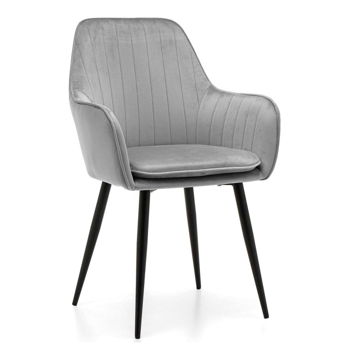 Krzesło tapicerowane EMILIA jasnoszara welur salon jadalnia