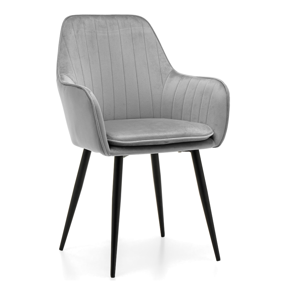 Krzesło tapicerowane EMILIA jasnoszara welur salon jadalnia