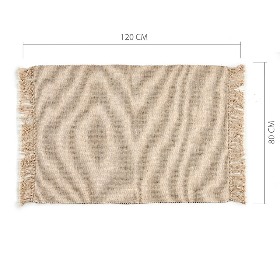 Dywan z frędzlami z naturalnej bawełny, 80 x 120 cm