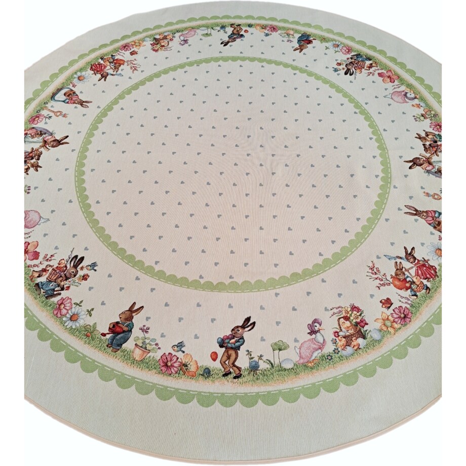 Obrus Okrągły Wielkanocny Na Stół 165 Cm Ozdobny Dekoracyjny