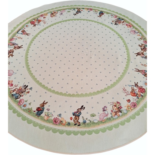 Obrus Okrągły Wielkanocny Na Stół 165 Cm Ozdobny Dekoracyjny