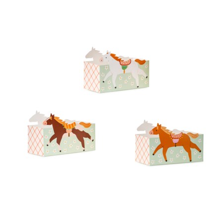 Pudełka na przekąski Konie, mix. (1 op. / 3 szt.)