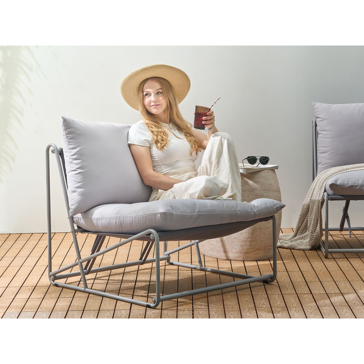 Zestaw ogrodowy dla 4 osób PICO Metal Szary